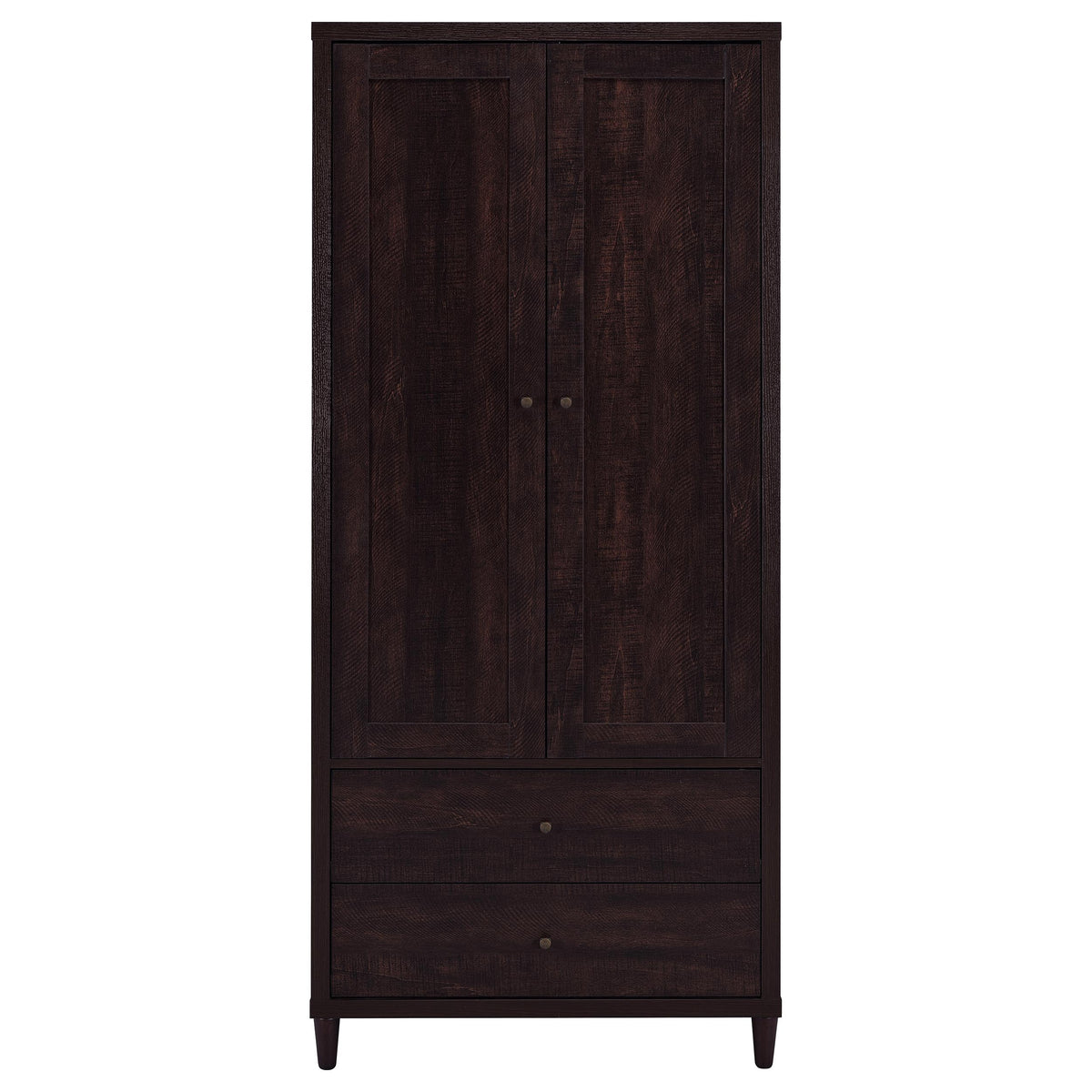 Wadeline tall accent storage cabinet in rustic tobacco - doors open