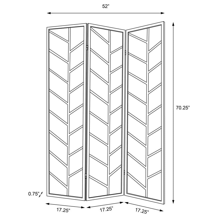 Foldable 3-Panel Screen Walnut And Linen