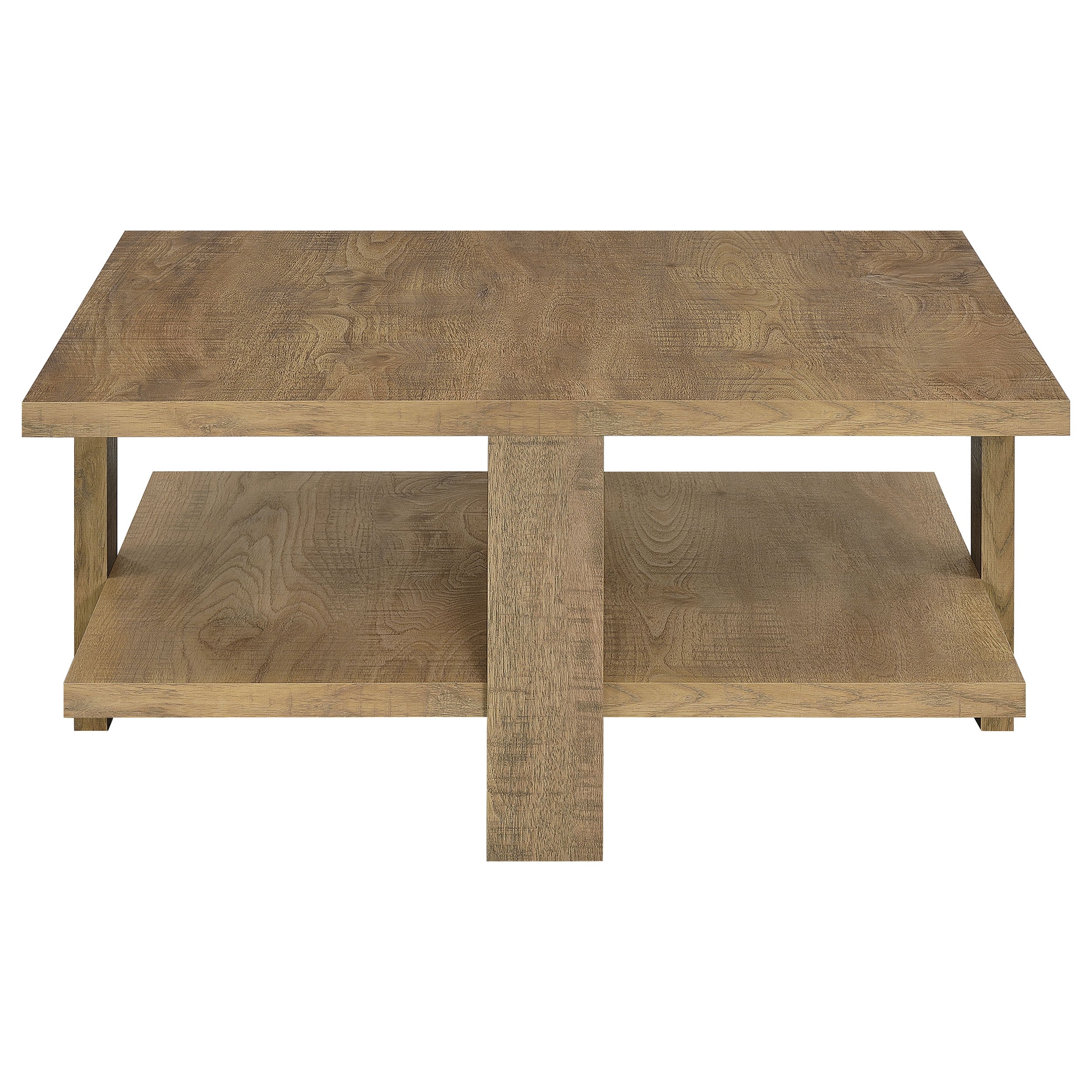 Modern Dawn Square Engineered Wood Coffee Table With Shelf Mango