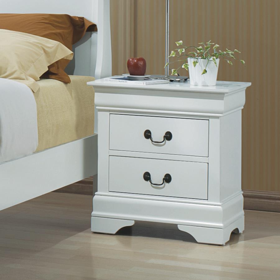 Louis Philippe 2-drawer Nightstand White