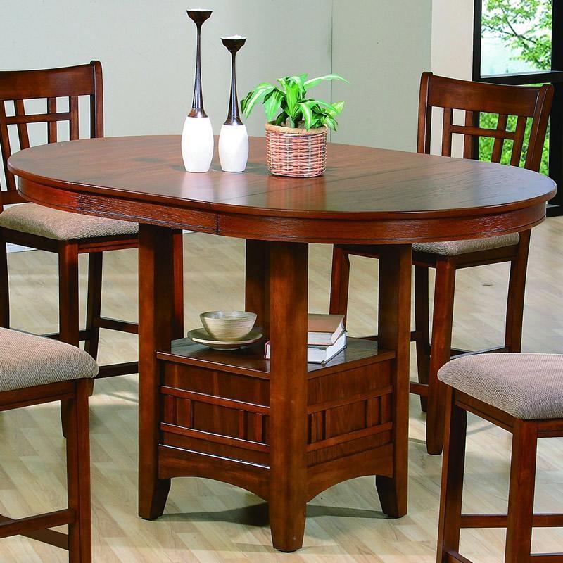 Empire Dark Oak Counter Height Oval Dinig Table with Pedestal and Extension Leaf