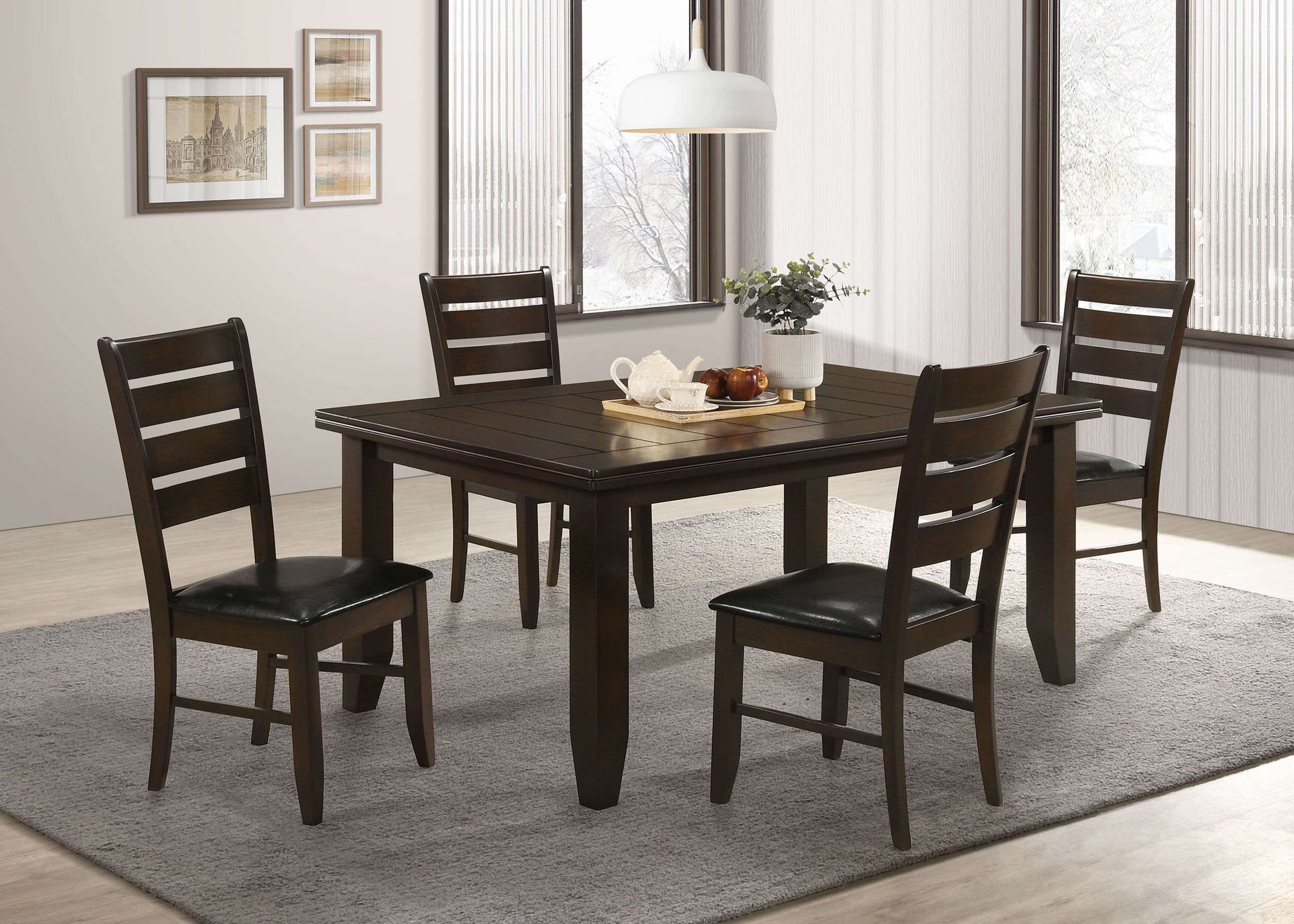 Dalila 5 pc Ladder Back Dining Room Set in Cappuccino and Black