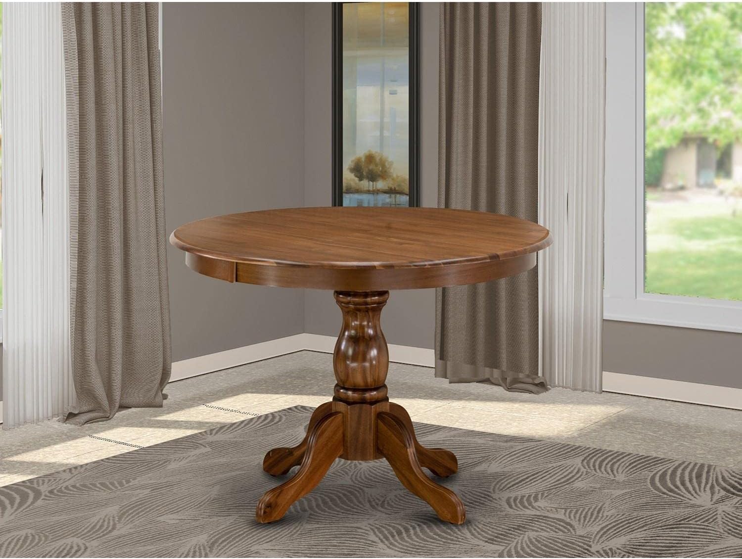 Hartland Solid Wood Round 42" Dining Table In Walnut Finish