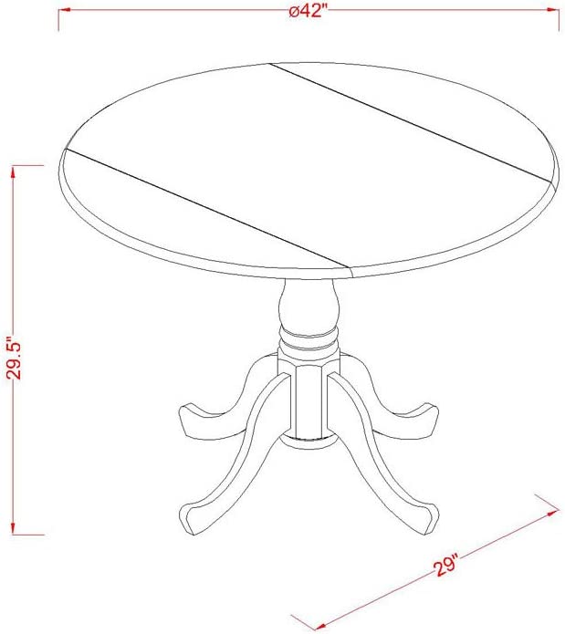 Dolly 3 Pc Round Wood 42" Kitchen Dinette Drop Leaf Dining Table and 2 Padded Chairs Set