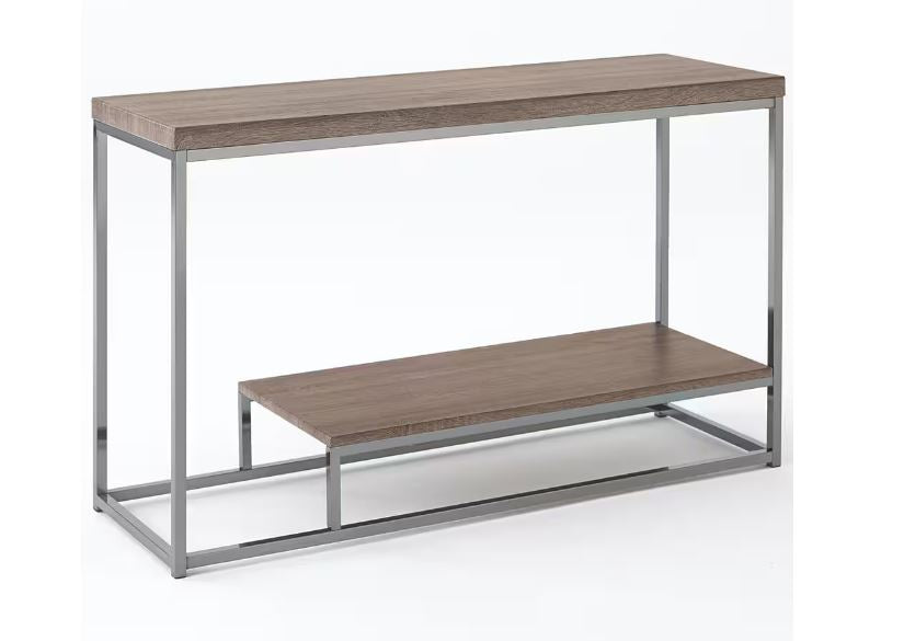 Lucia 47 in. Brown Rectangle Composite Console Table with Chrome Base