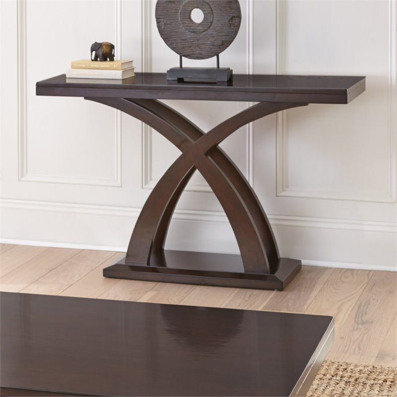 Jocelyn Wood Console Sofa Accent Table in Espresso Cherry Finish