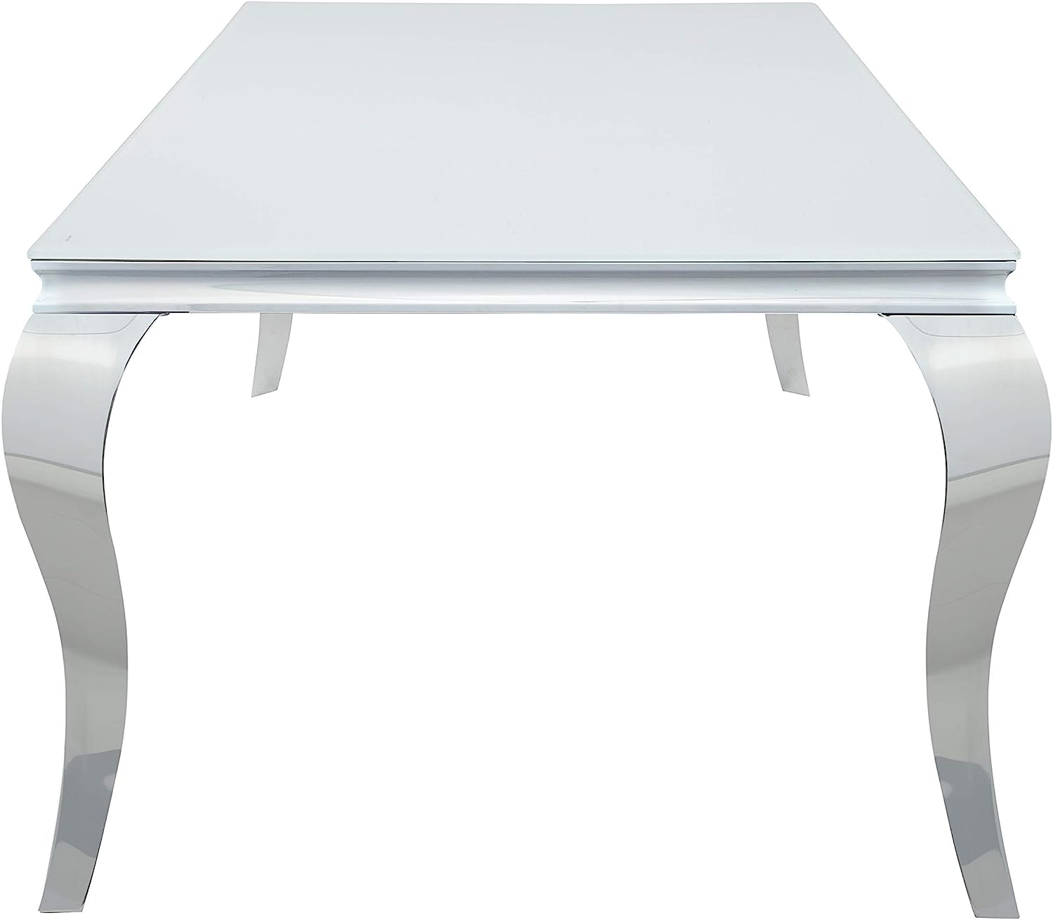 Carone White And Chrome Rectangular Glass Top Dining Table