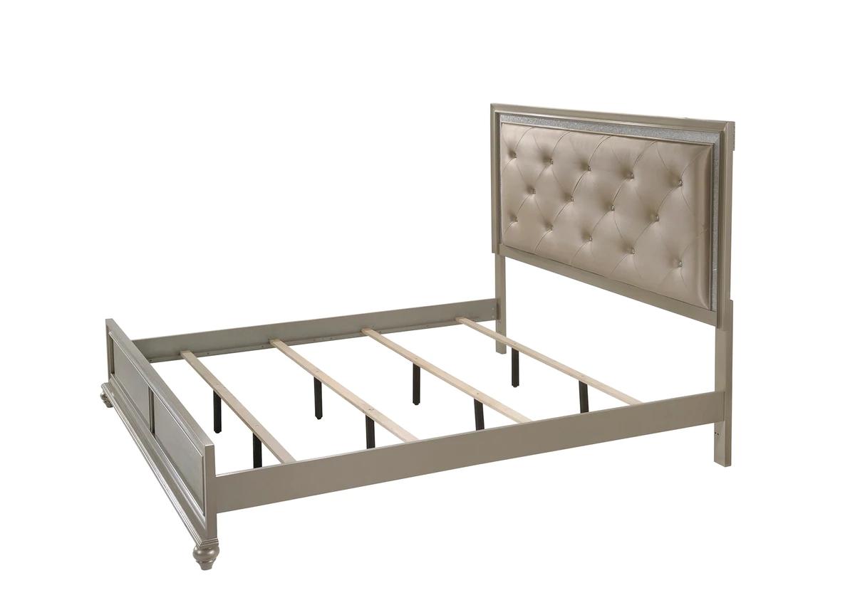 5pc Lyla Modern King Upholstered Bedroom Set In Champagne Gold