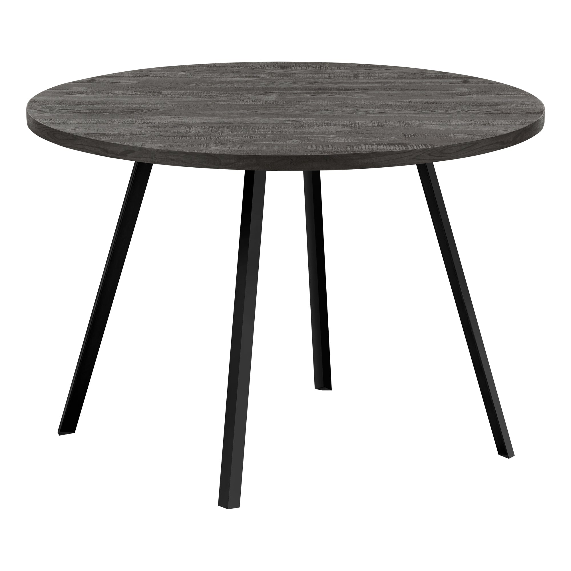 48" Mid Century Round Wood Top Dining Table in Reclaimed Black