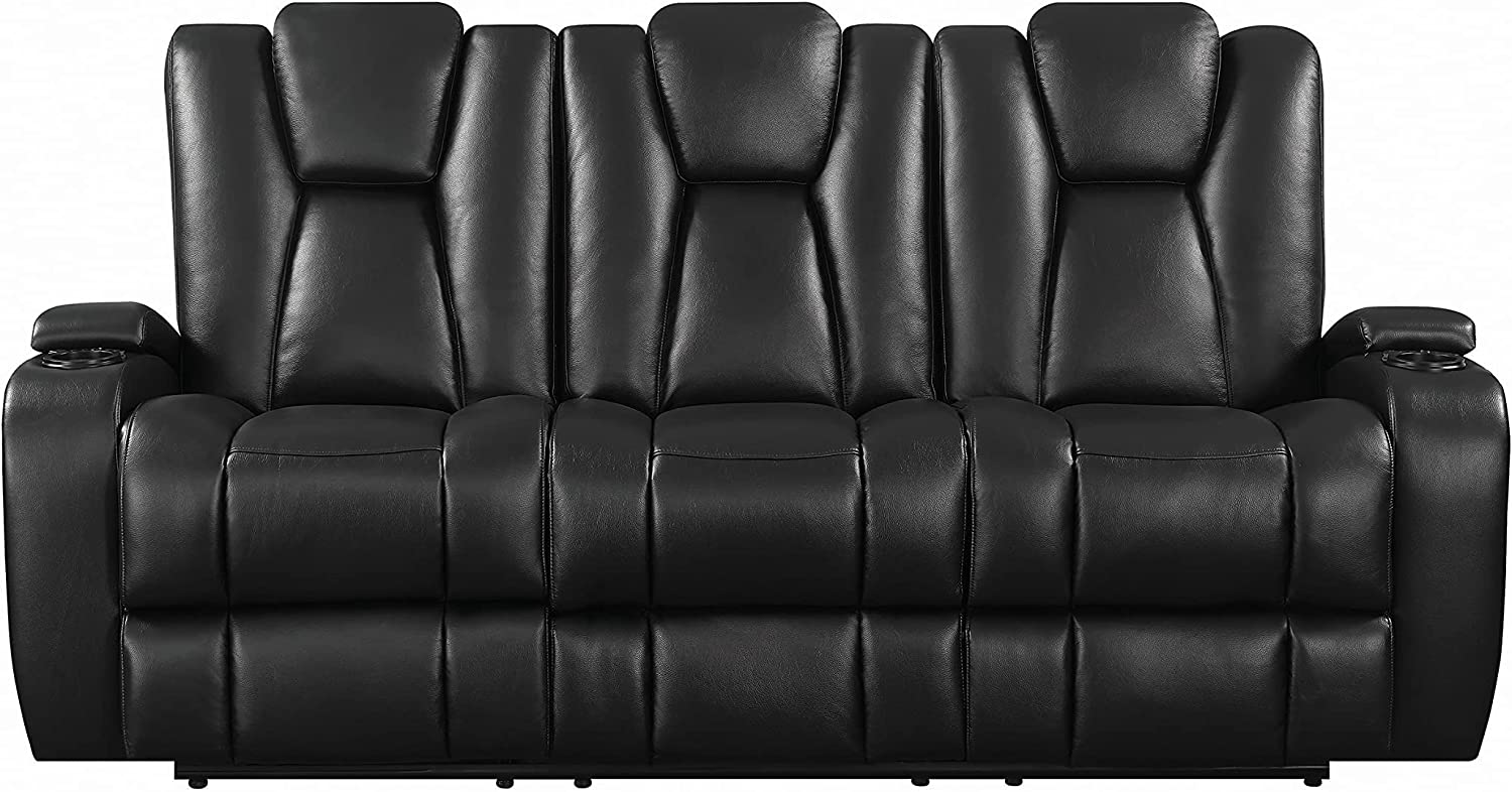 Coaster Furniture Delange Reclining Power Sofa with Adjustable Headrests and Storage in Armrests Black