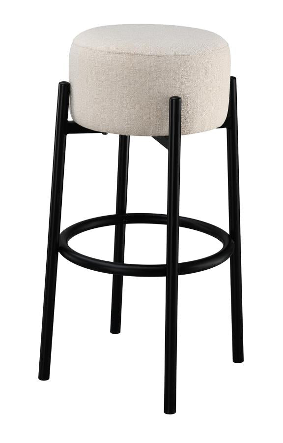 Leonard Counter Height Upholstered Backless Round Stools White and Black (Set of 2)