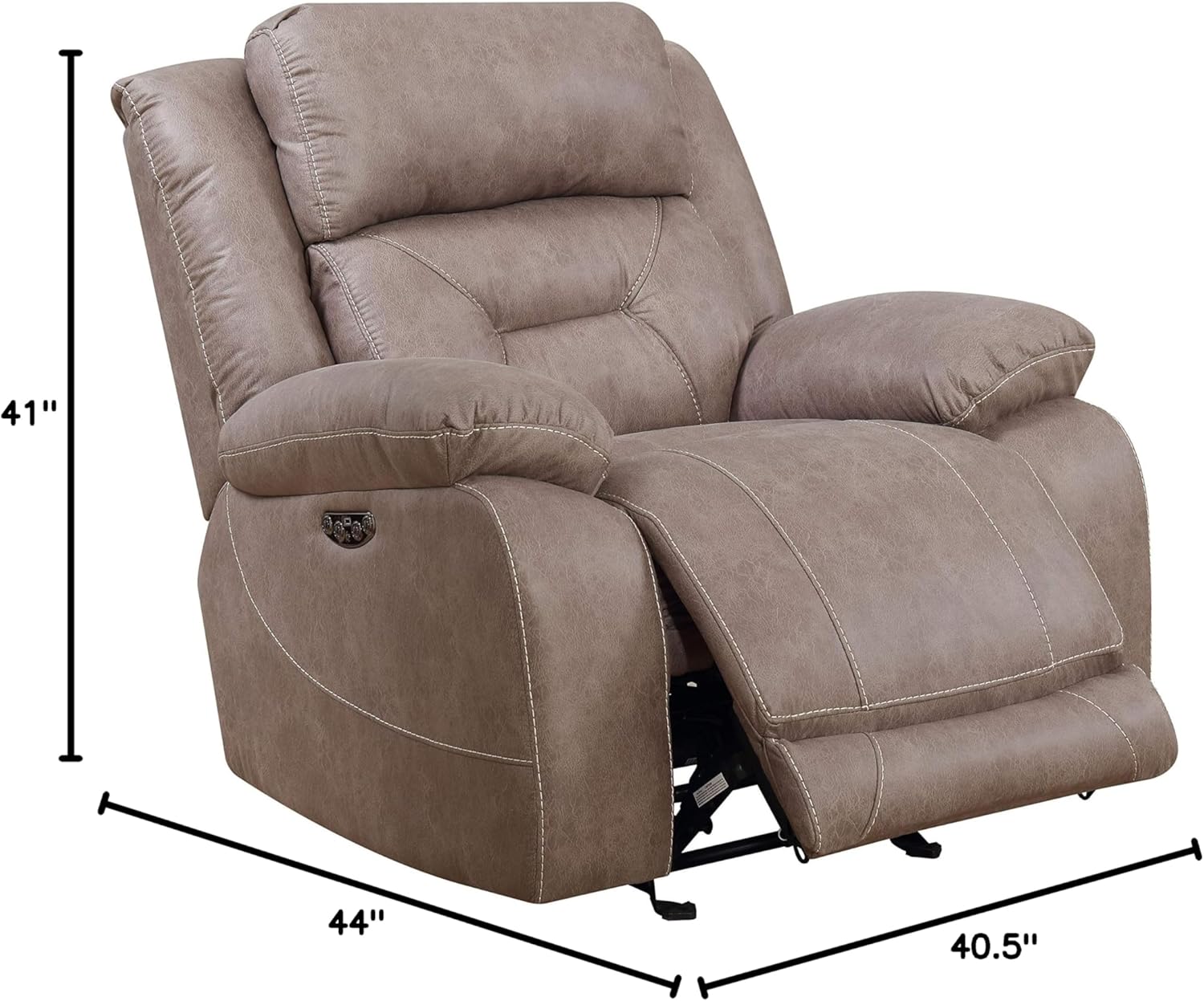 Aria Dual-Power Recliner with Memory Gel Foam, Power Features, and USB Port in Desert Sand