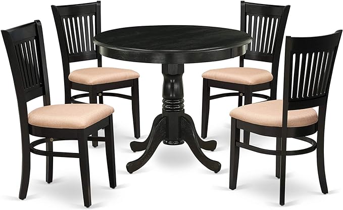 Wirebrushed Black Finish 36" Round Dining Table with Pedestal