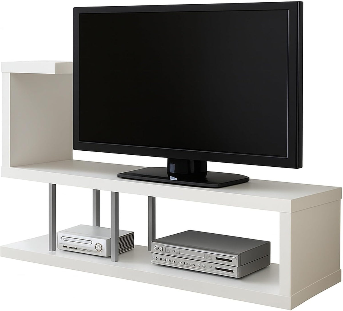 Hollow-Core TV Media Console Stand, For Flat-Panel TVs Up To 47" In White