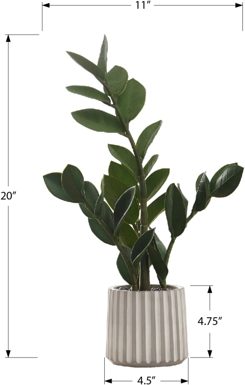 20-Inch Artificial ZZ Plant in Grey Cement Pot- Indoor