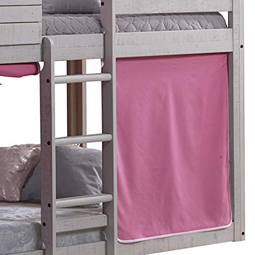 Bella Vista Grey Solid Pine Wood Junior Twin Over Twin Standard Loft Bunk Bed (Pink Tent)