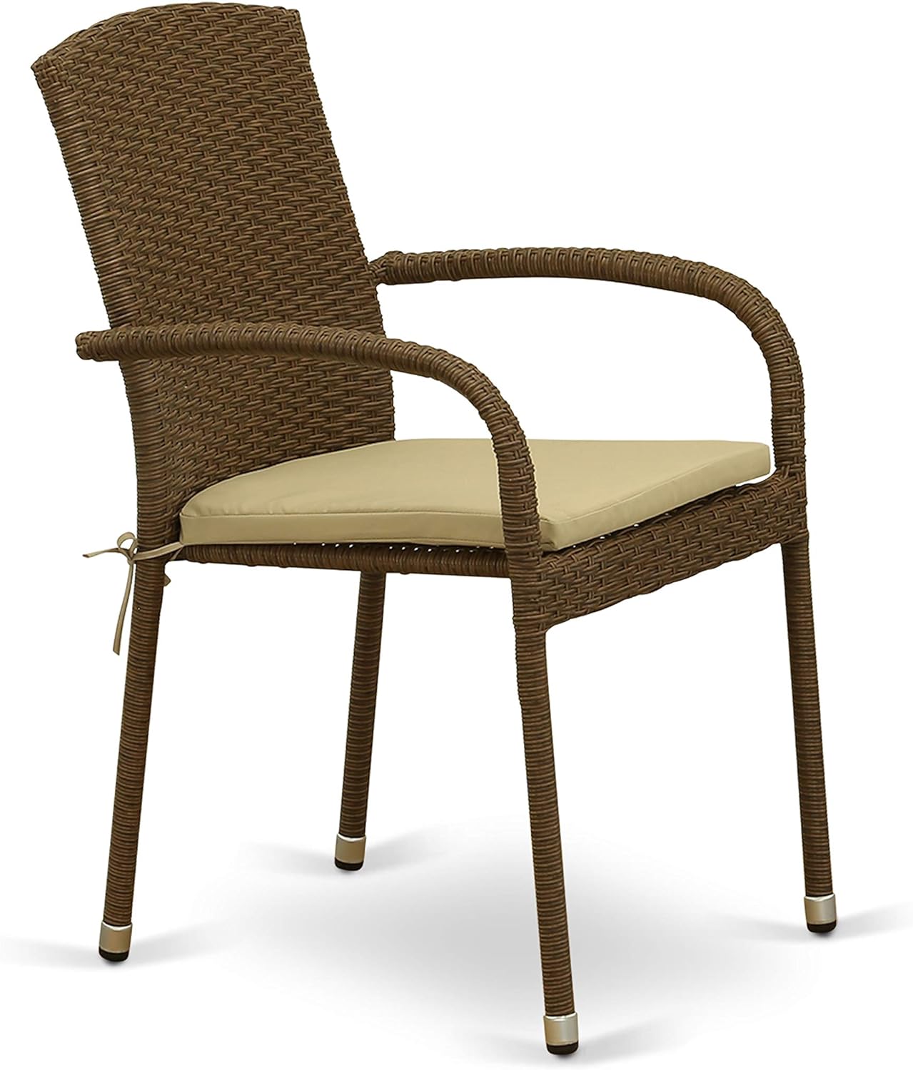 Jubi Metal & Wicker Patio Dining Chairs in Brown (Set of 2)