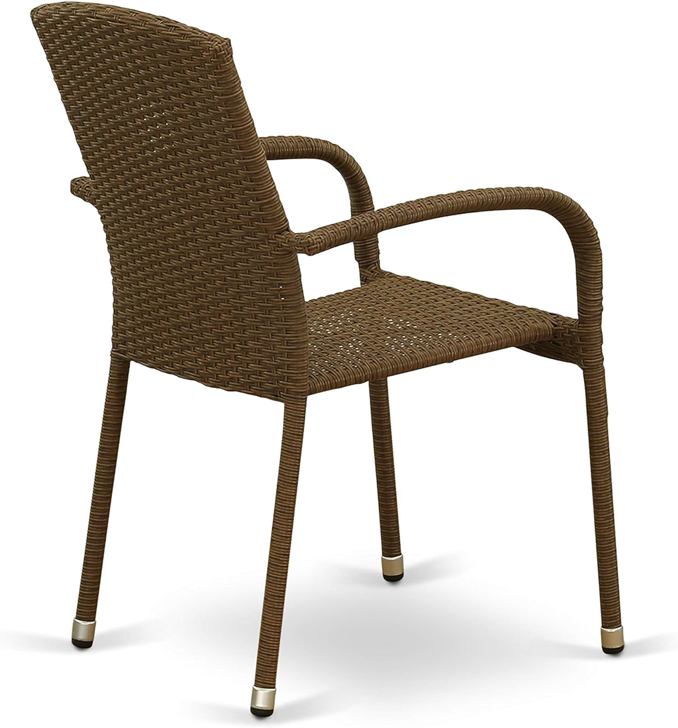 Jubi Metal & Wicker Patio Dining Chairs in Brown (Set of 2)