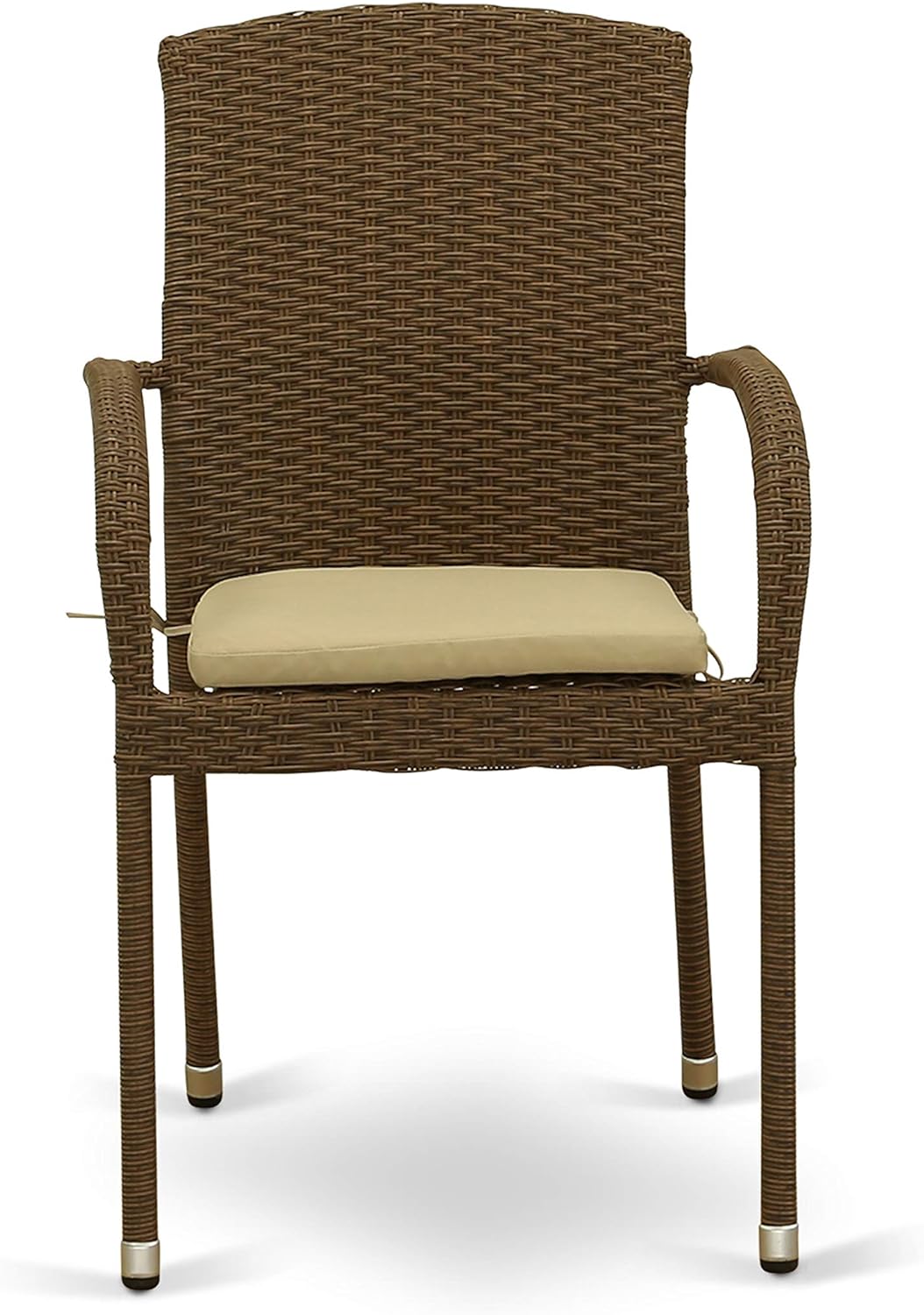 Jubi Metal & Wicker Patio Dining Chairs in Brown (Set of 2)