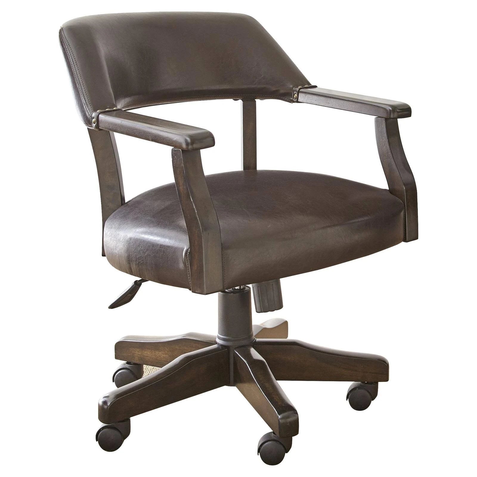 Steve Silver Captain's Poker Game Arm Swivel Chair with Casters in Walnut