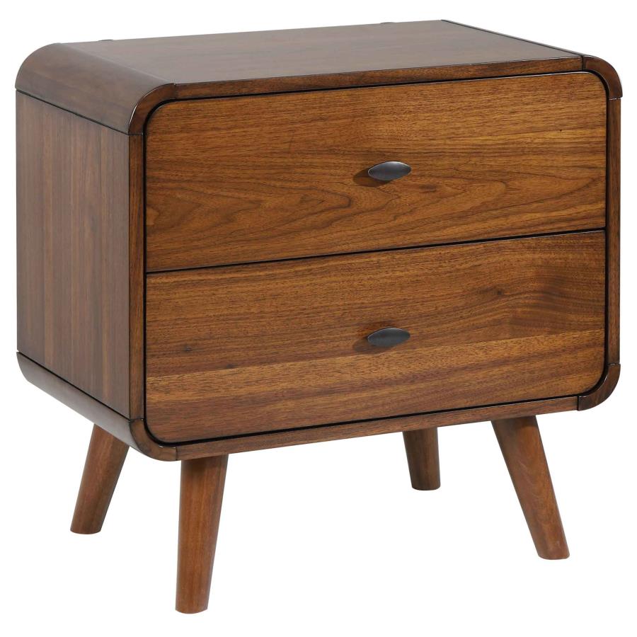 Mid Century Modern Robyn 2-drawer Nightstand With USB Port In Dark Walnut