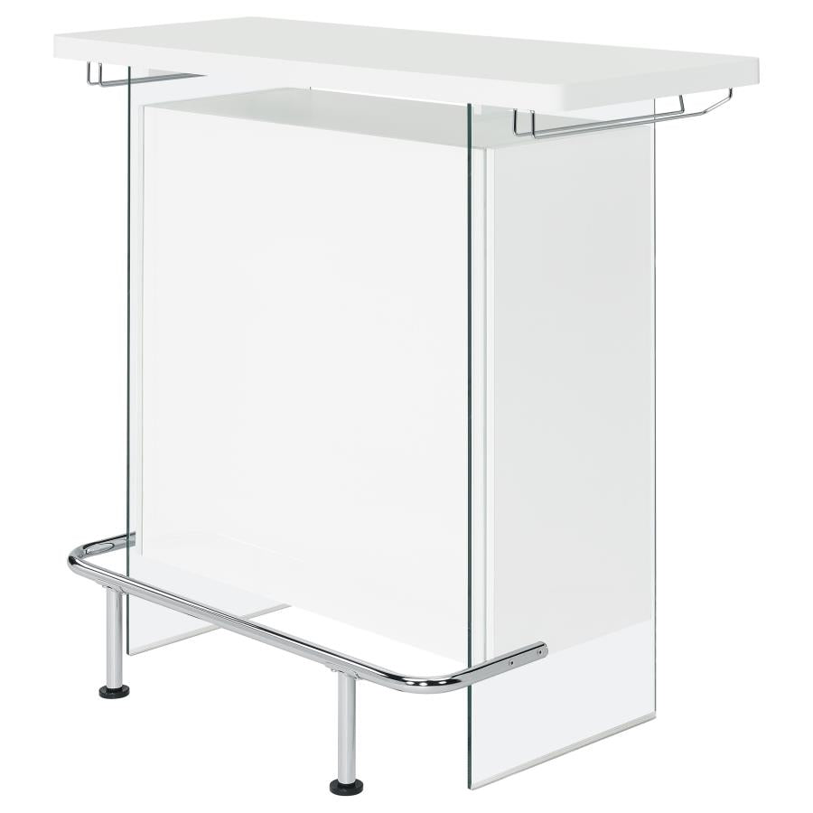 Acosta Rectangular Bar Unit with Footrest and Glass Side Panels