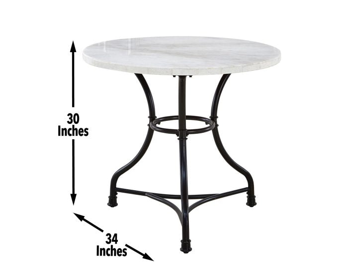 Claire 34 inch Round White Marble Top Bistro Table