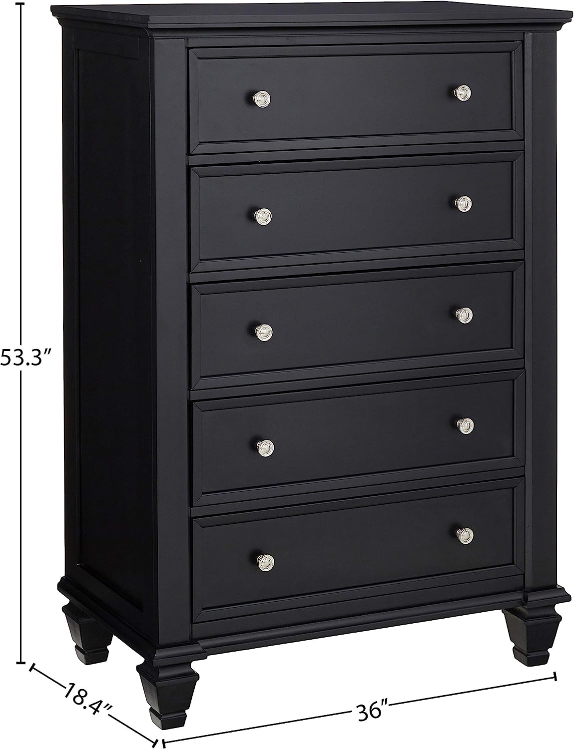 Sandy Beach 5-Drawer Chest Black