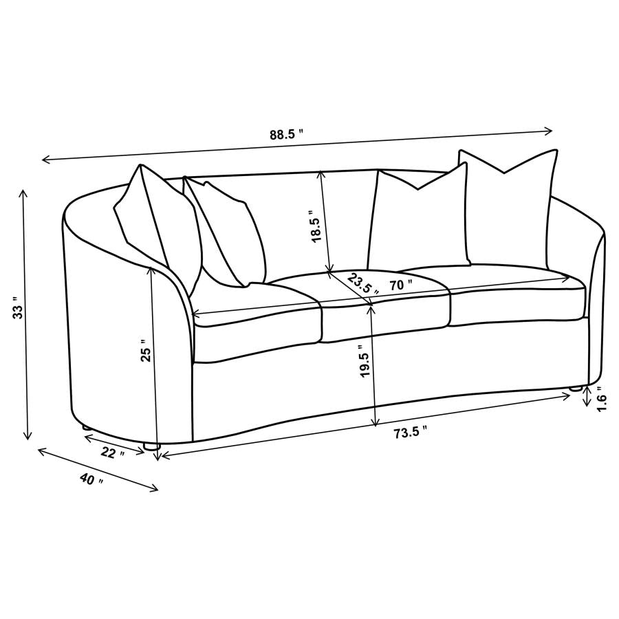 Rainn 2 PC Upholstered Tight Back Living Room Sofa And Loveseat Set in Latte