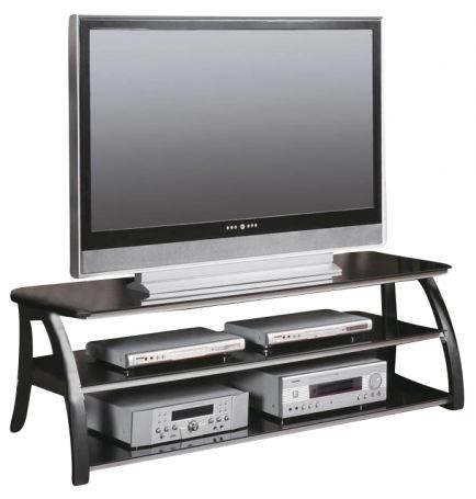 60" Contemporary Tv Stand Console With Shelf in Matte Black and Silver