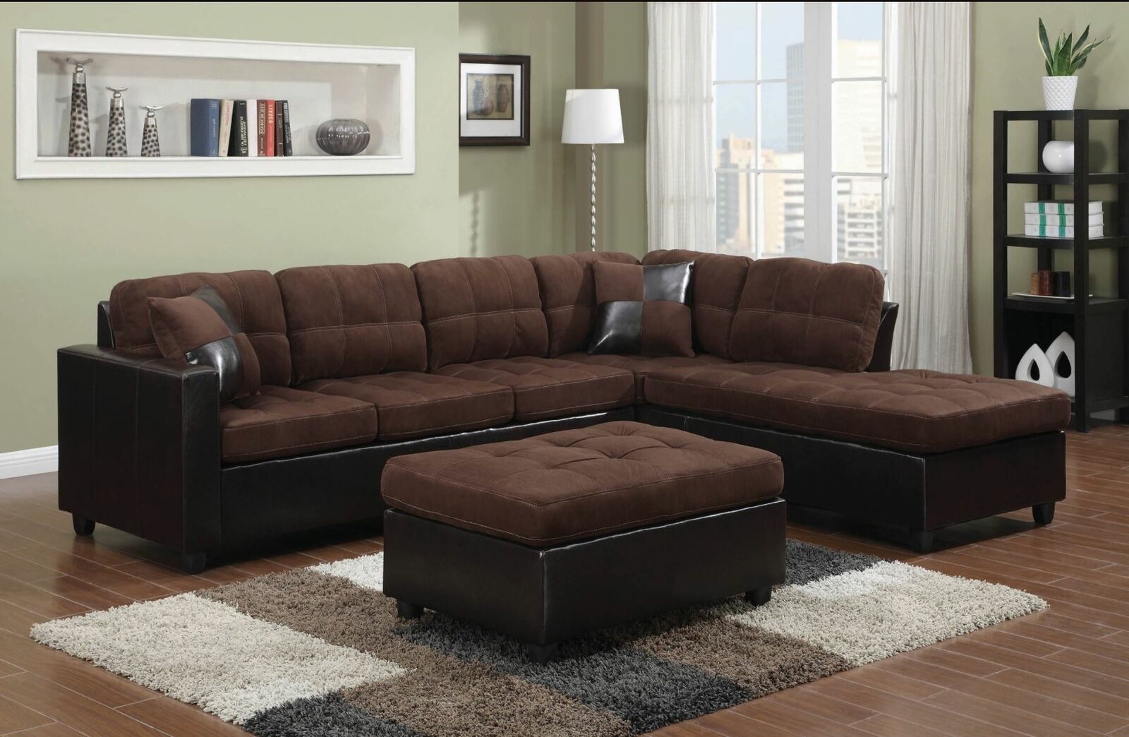 Mallory Large Upholstered Sectional Sofa Chocolate And Dark Brown