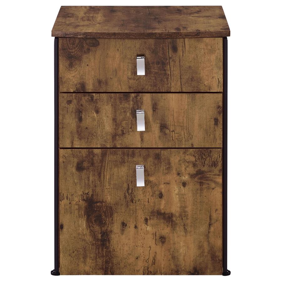 Estrella 3-Drawer File Cabinet Antique Nutmeg And Gunmetal