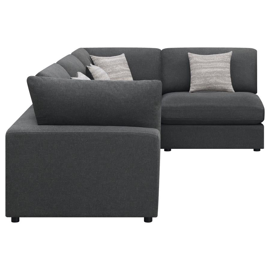 Serene 4-piece Upholstered Modular Sectional Sofa In Charcoal