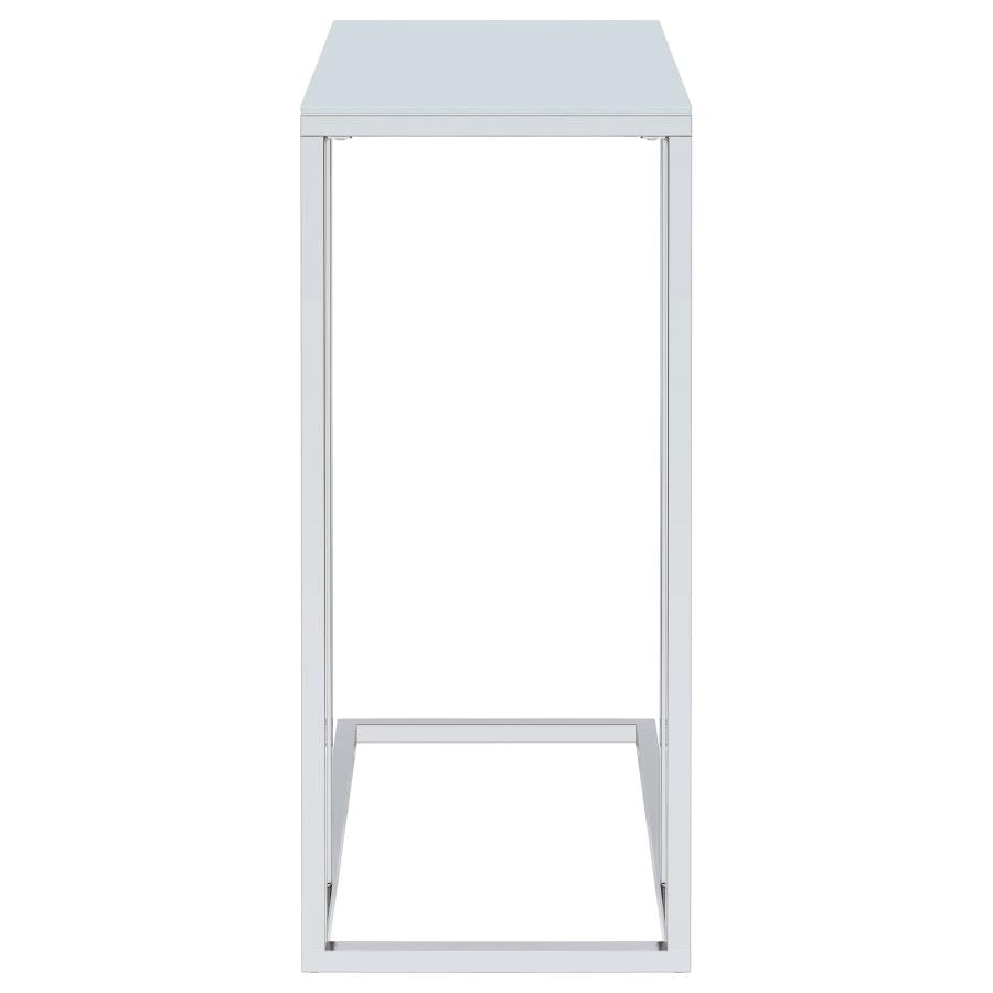 Stella Glass Top Accent Table Chrome and White