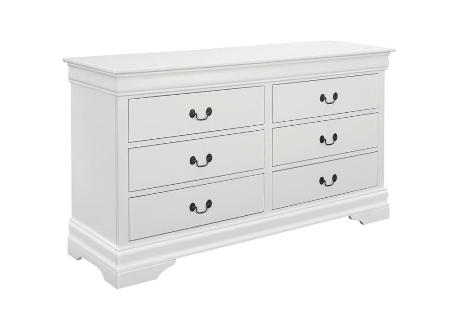 Louis Philippe 4-Piece Wood Twin Sleigh Bedroom Set in White