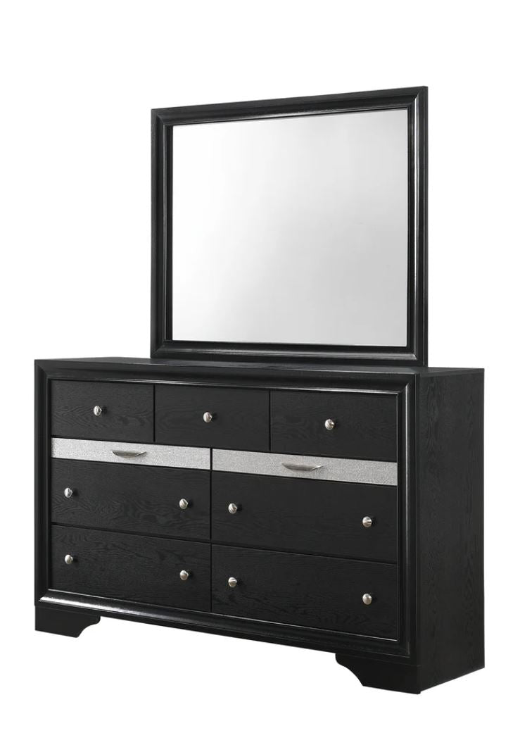 Regata Modern Black and Silver 5 Piece Queen Bedroom Set