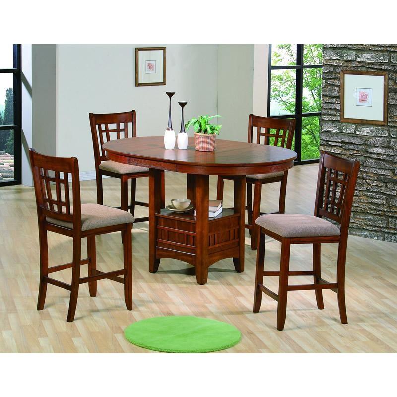 Empire Dark Oak Counter Height Oval Dinig Table with Pedestal and Extension Leaf