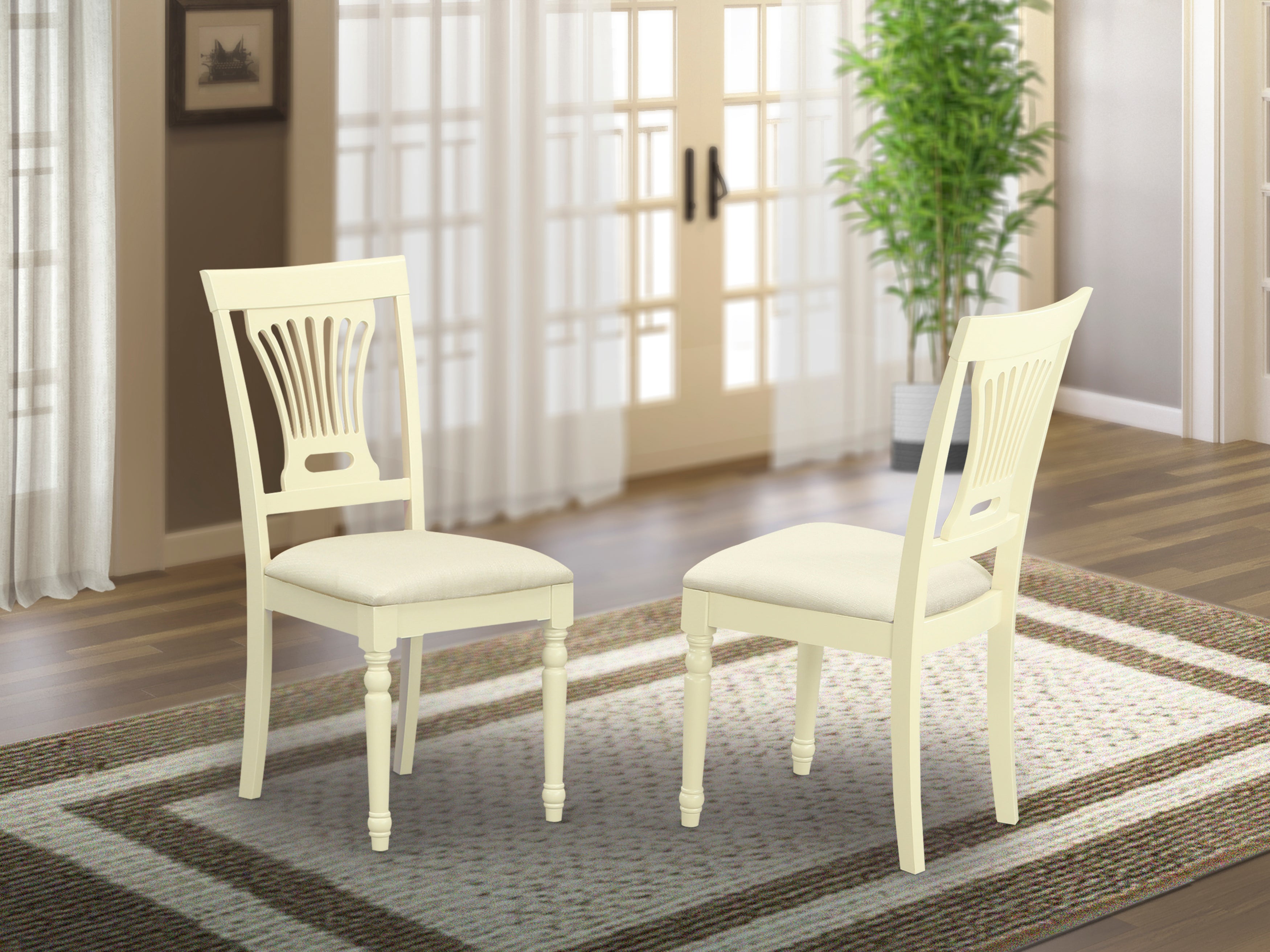 PVC-WHI-C Plainville Chair for dining room Cushioned Seat - Buttermilk