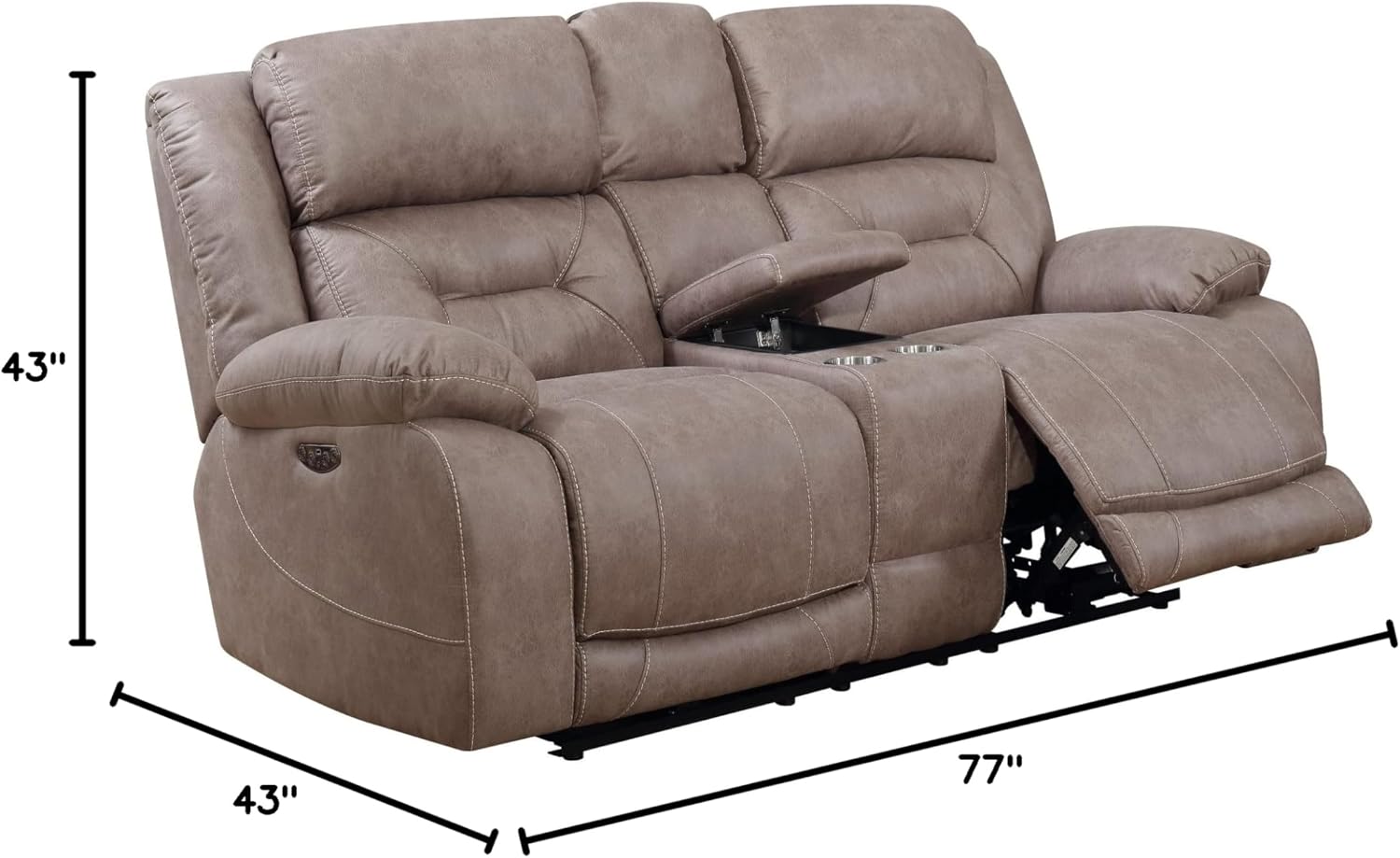 Aria Dual-Power Love Seat with Memory Gel Foam, Power Features, and USB Port in Desert Sand