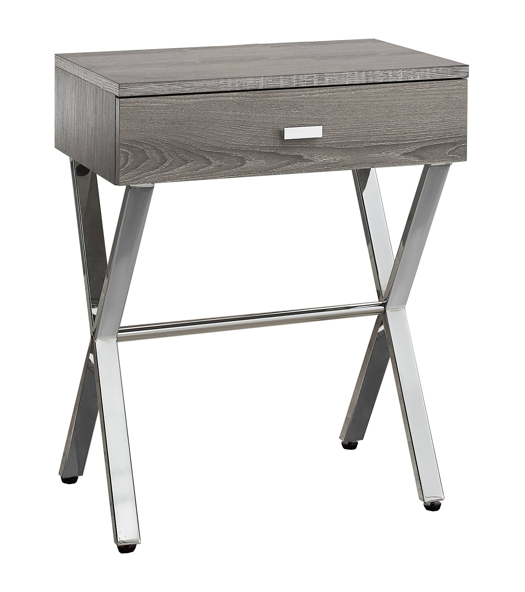 Dark Taupe / Chrome Accent Side Table Night Stand