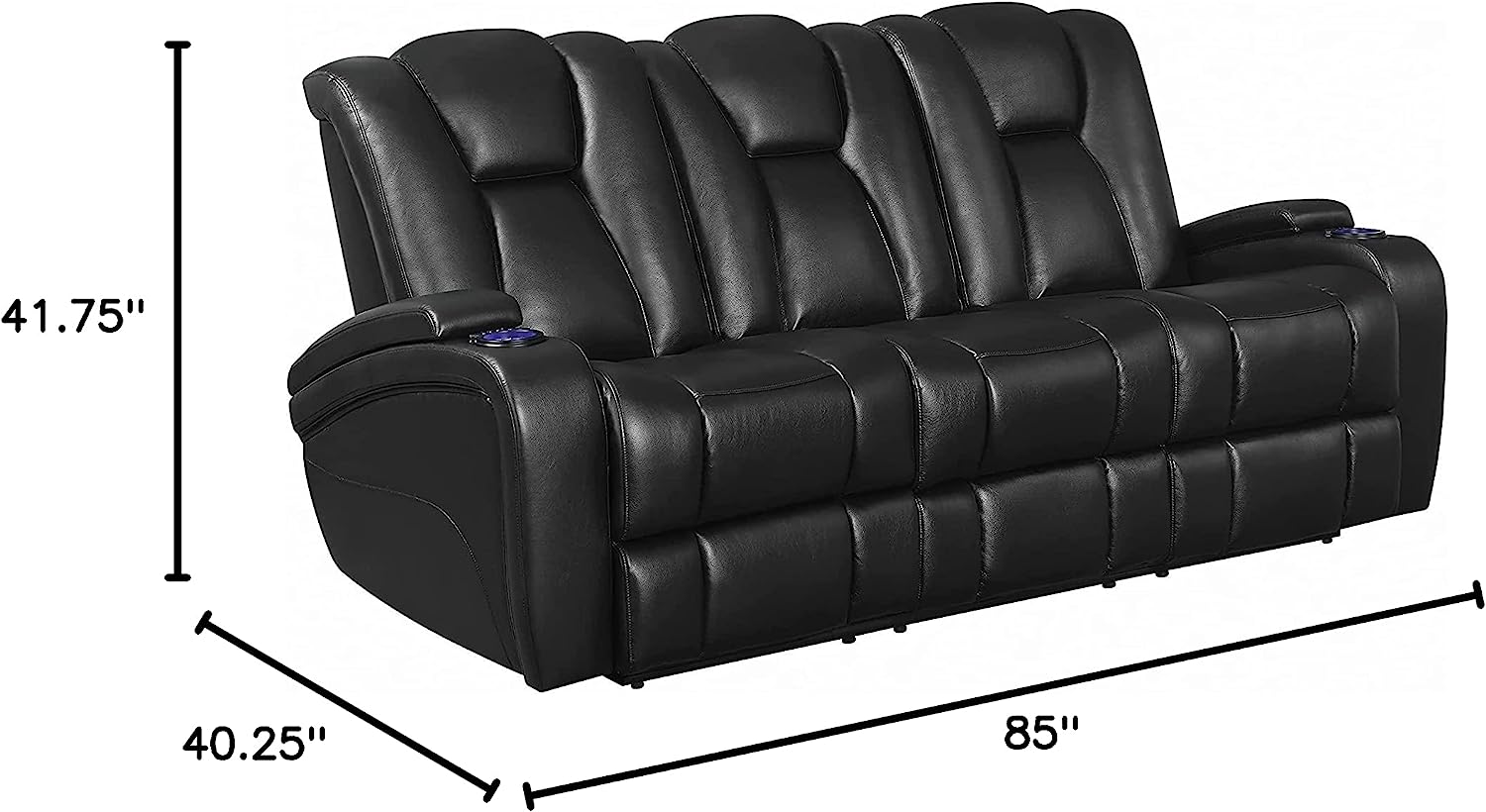 Coaster Furniture Delange Reclining Power Sofa with Adjustable Headrests and Storage in Armrests Black