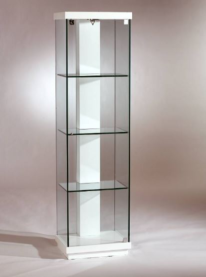Chintaly Imports Lighted White Gloss Accent Glass Curio Cabinet With Lock 71" H
