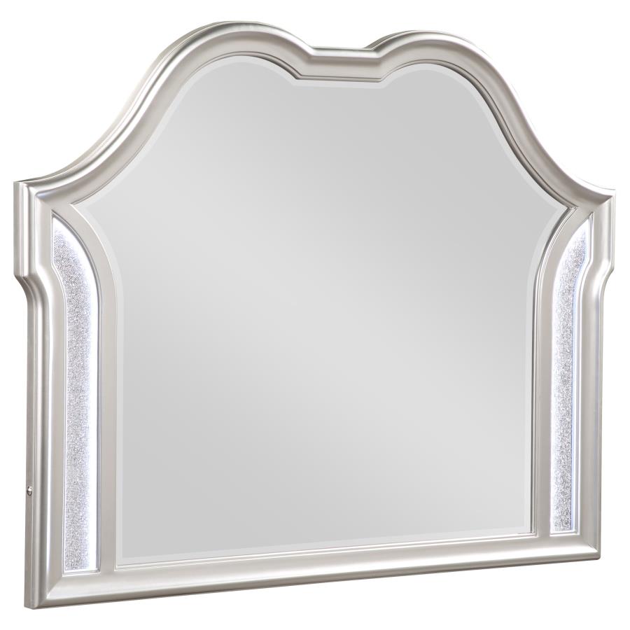 Evangeline Camel Top Dresser Mirror Silver Oak
