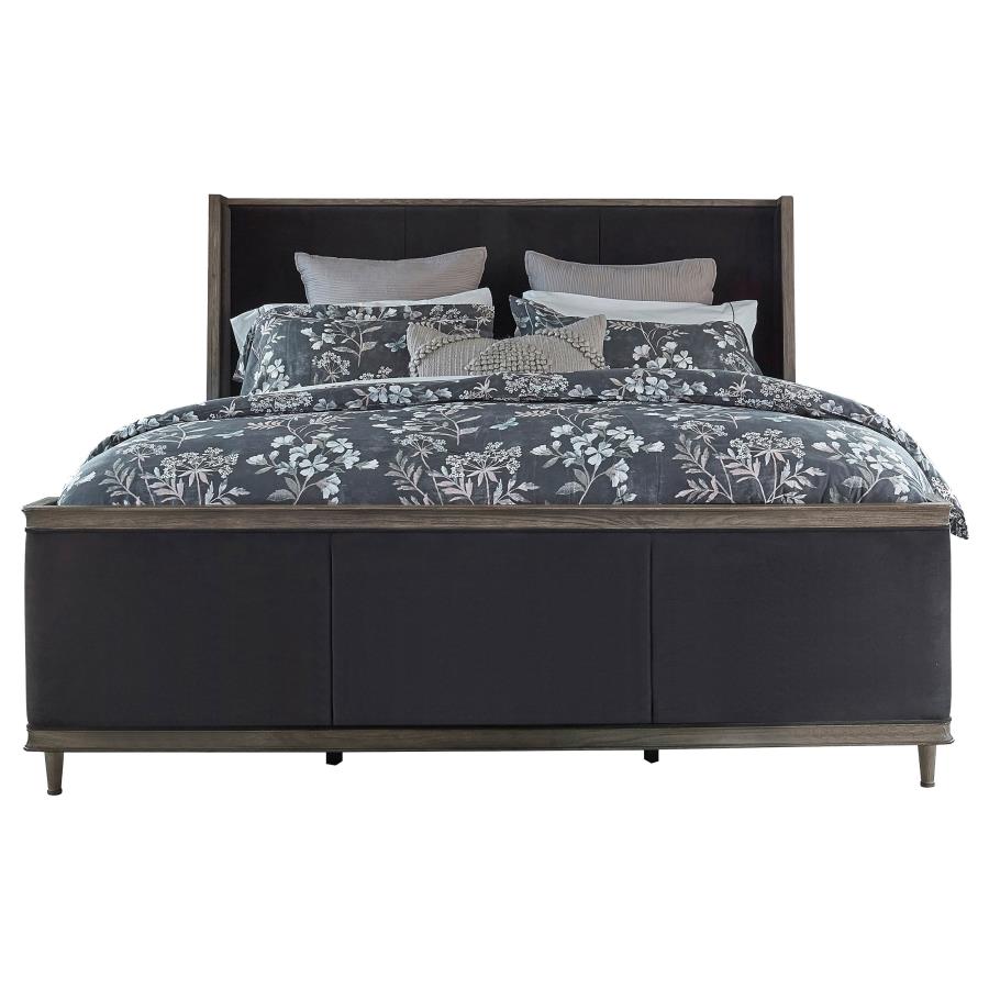 Alderwood California King Upholstered Panel Bed Charcoal Grey