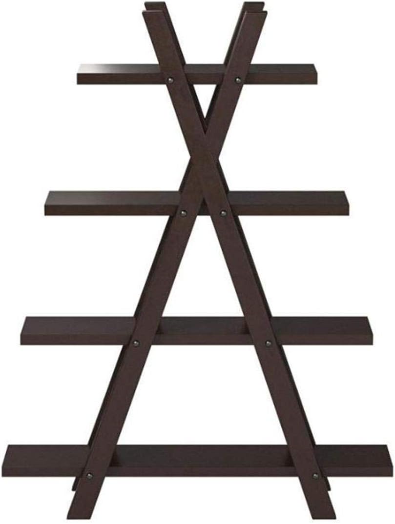 4-tier Crisscross Bookcase Shelf Cappuccino