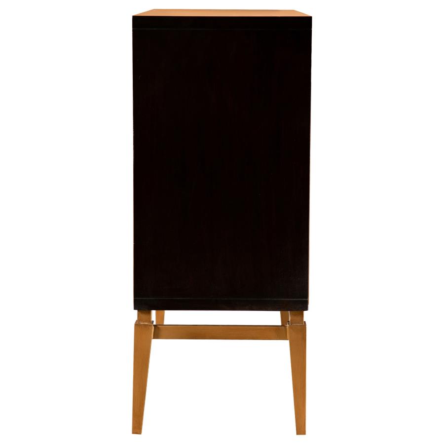 Zira Sunburst 2-door Wood Parquet Storage Accent Cabinet Brown and Antique Gold