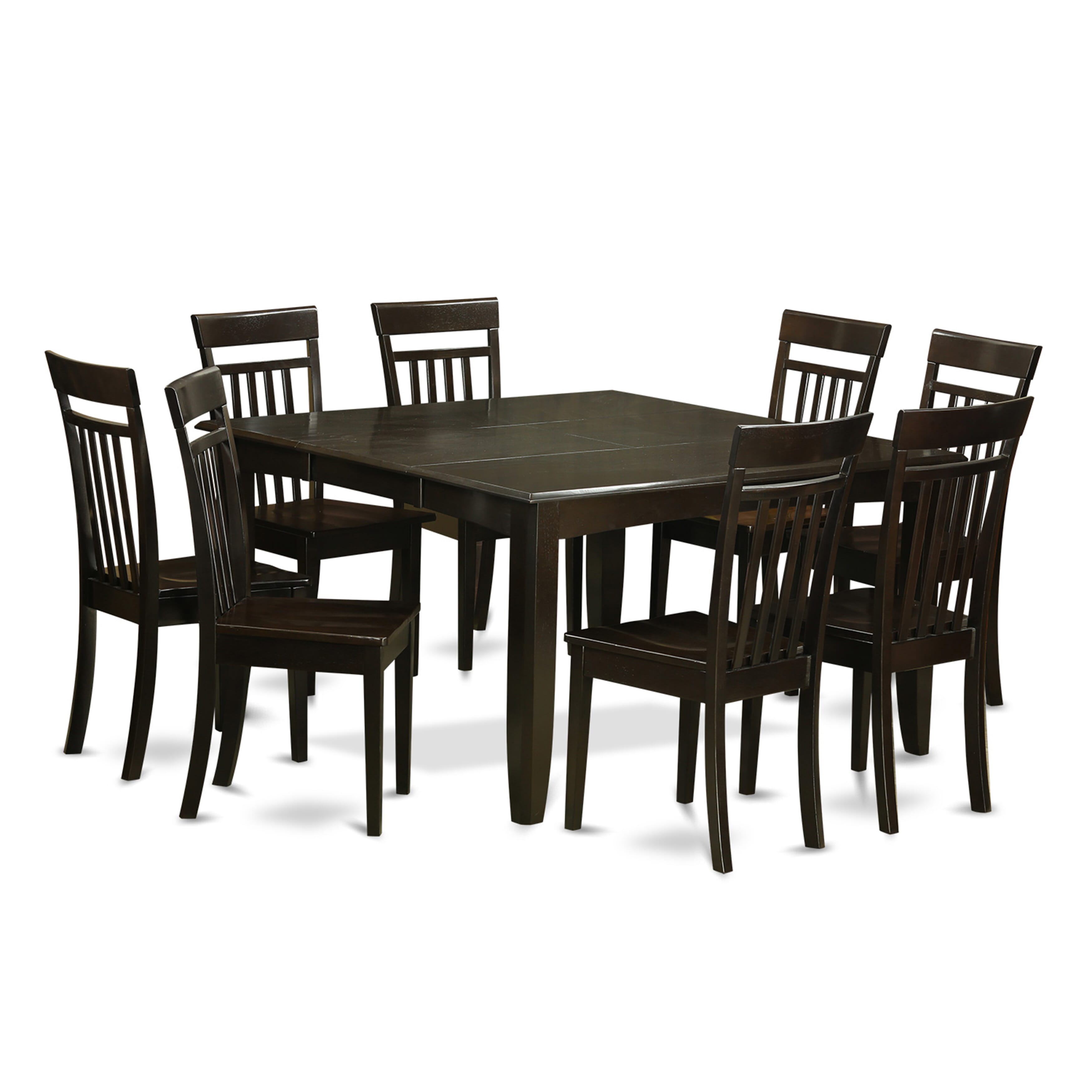 9 Pc Dining Room Dinette Table with Leaf and 8 Chairs set In Cappuccino