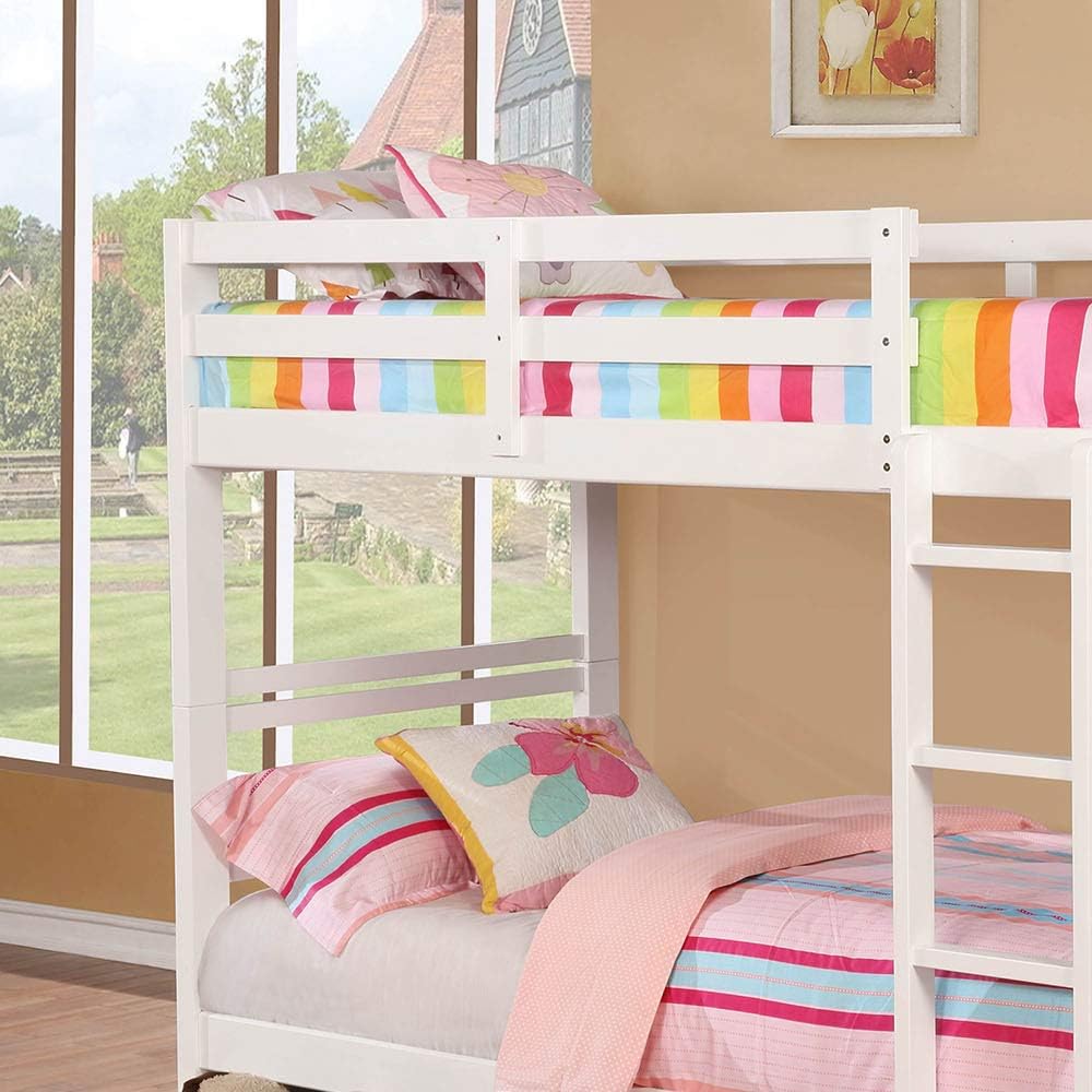 California Twin Over Twin Bunk Bed With Drawers In White