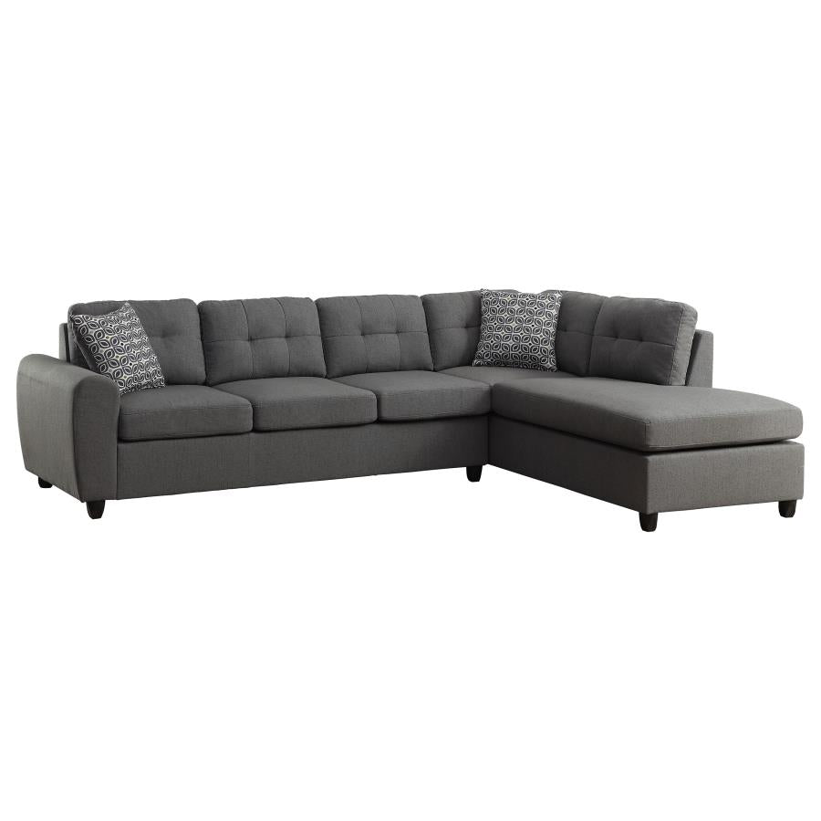Stonenesse Upholstered Sectional Chaise Sofa With ottoman in Grey