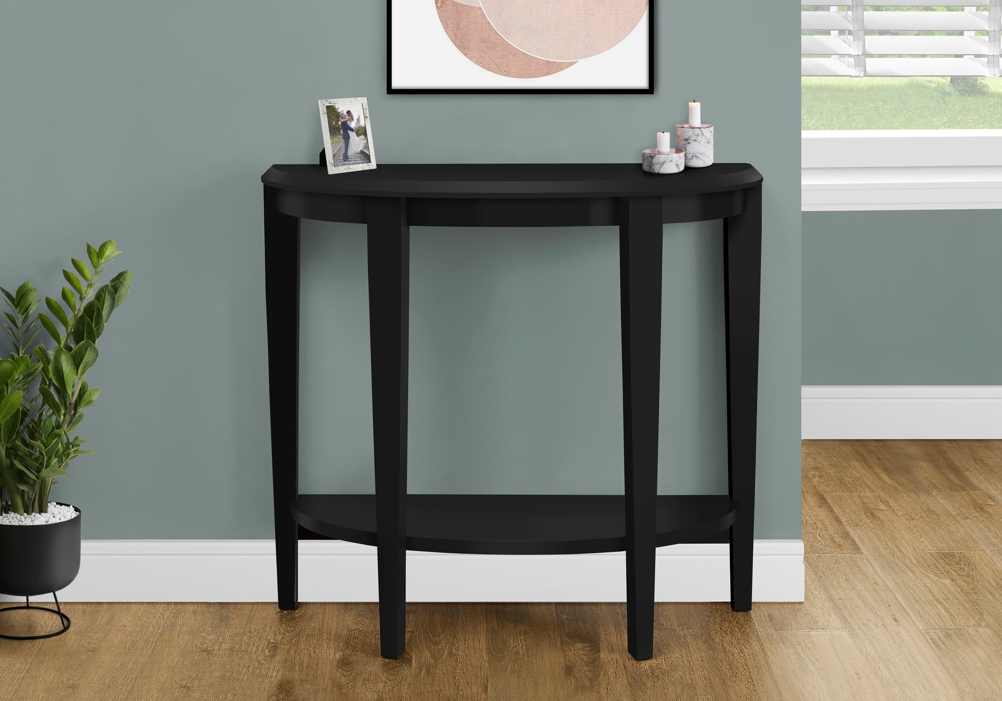 Half Moon Accent Sofa Entryway Console Table in Black